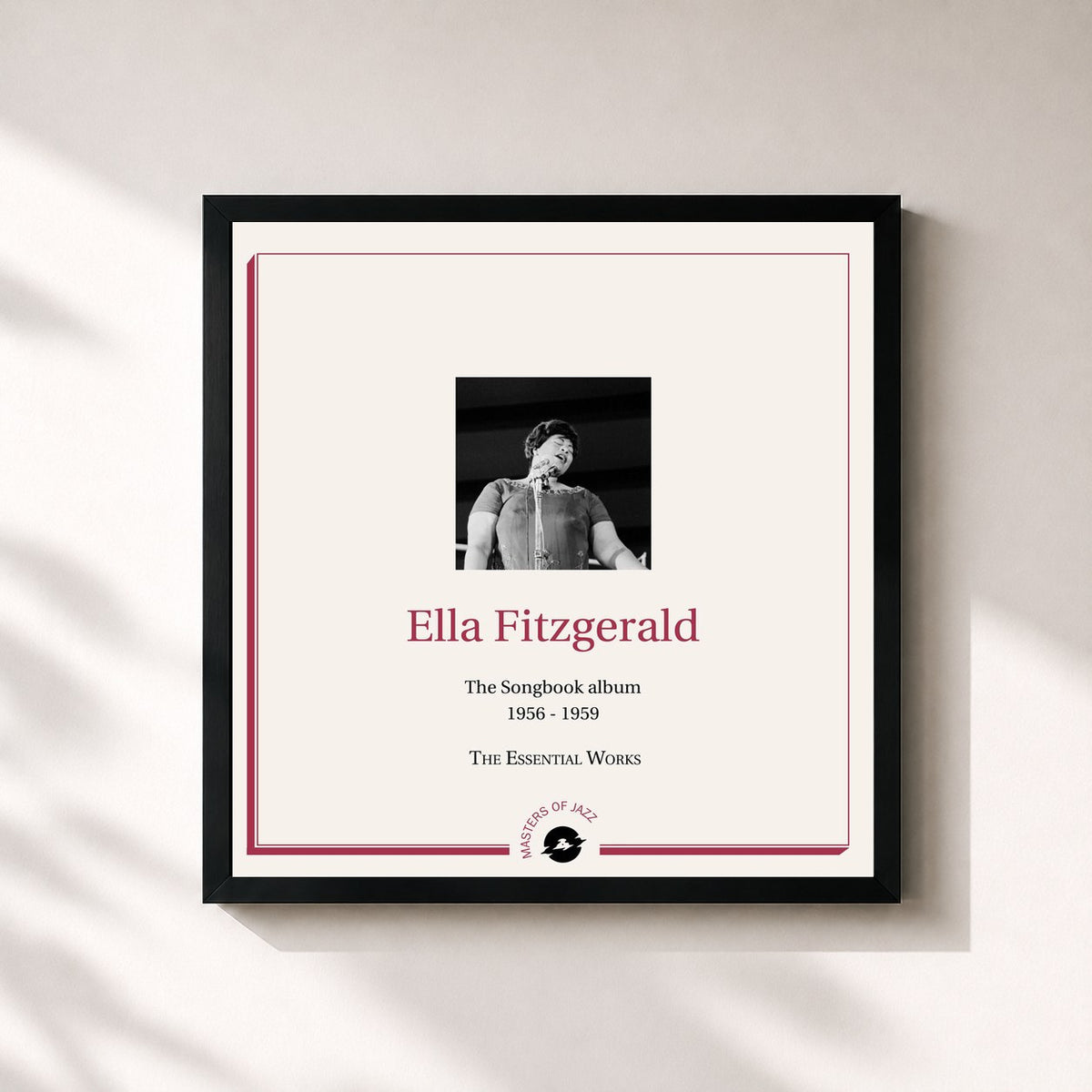 #noir Tableau carré de l'album The Songbook 1956-1959 de Ella Fitzgerald, cadre noir 32x32 cm