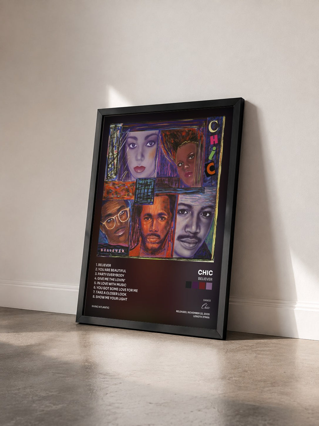 #noir Tableau de l'album Believer de Chic vu de trois quarts, cadre noir