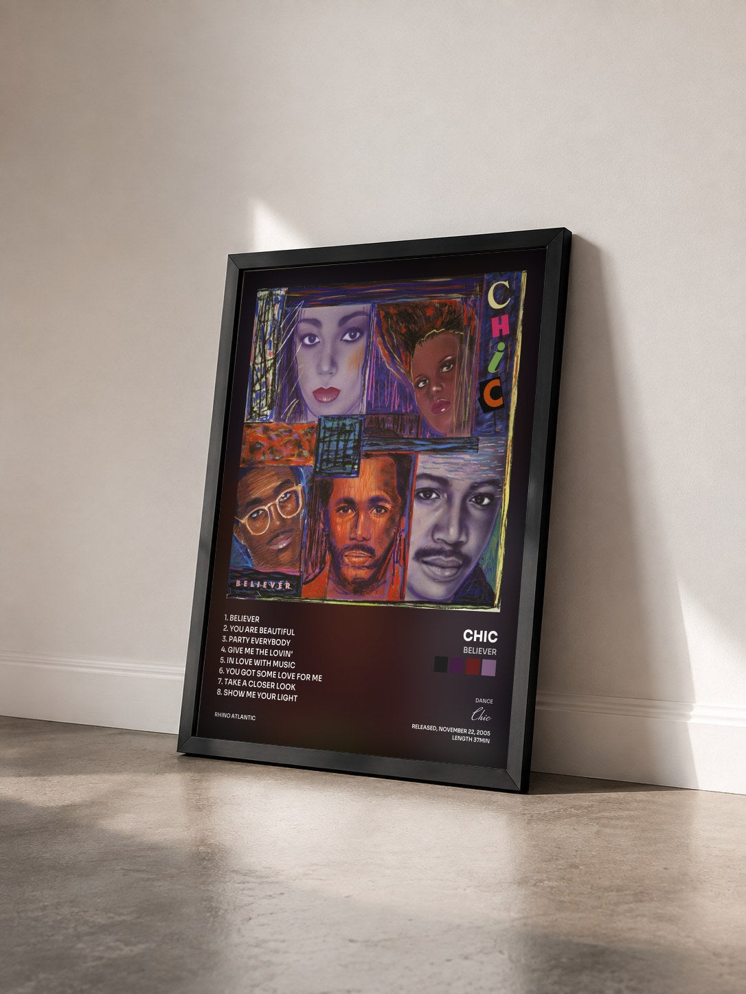#noir Tableau de l'album Believer de Chic vu de trois quarts, cadre noir