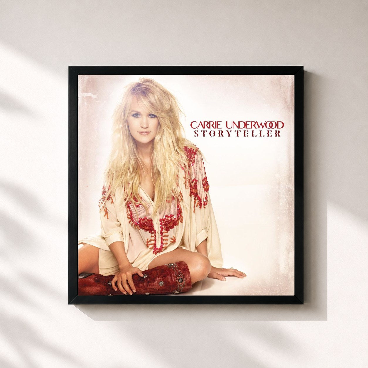 #noir Tableau carré de l'album Storyteller de Carrie Underwood, cadre noir 32x32 cm