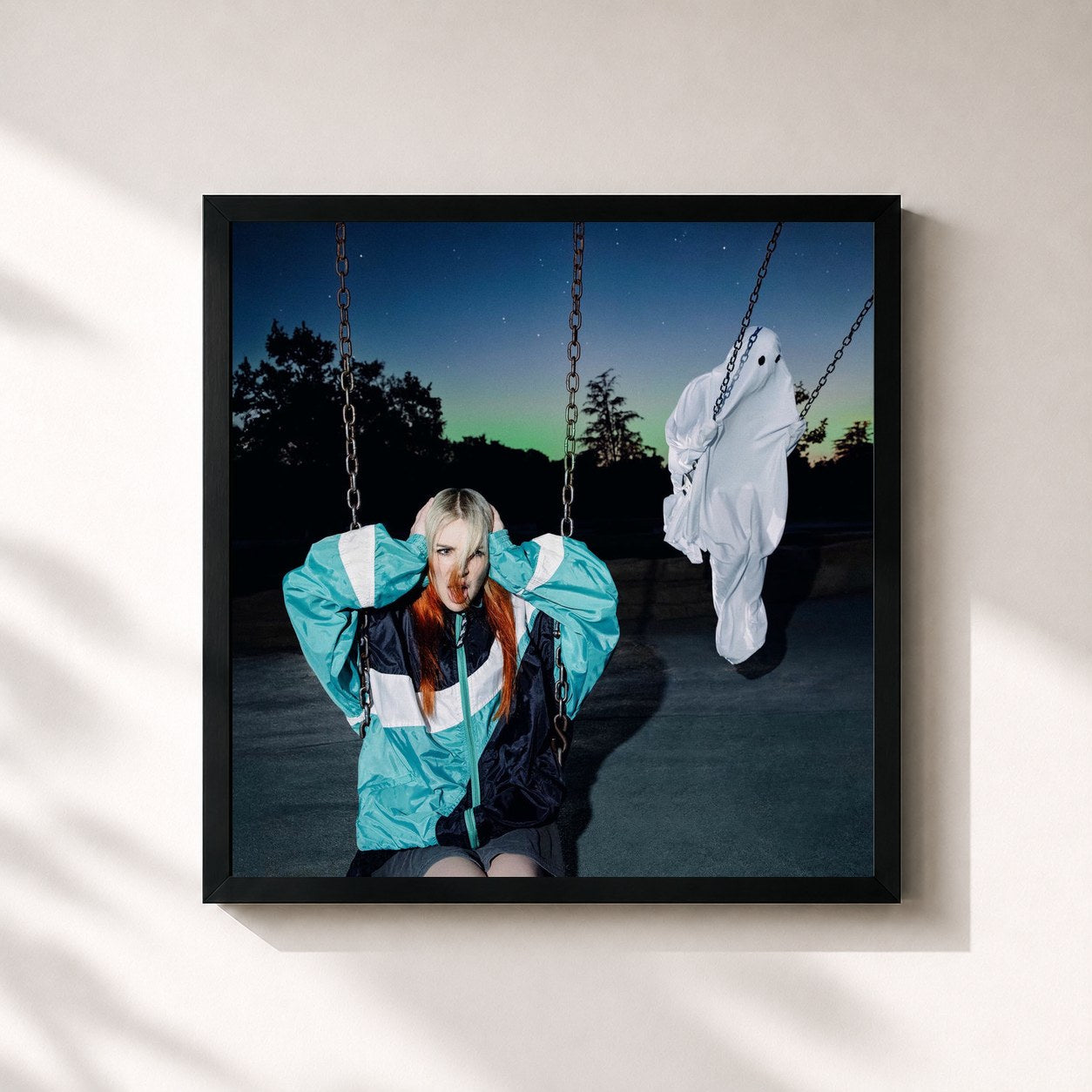 #noir Tableau carré de l'album GHOST WORLD de Alison Wonderland, cadre noir 32x32 cm