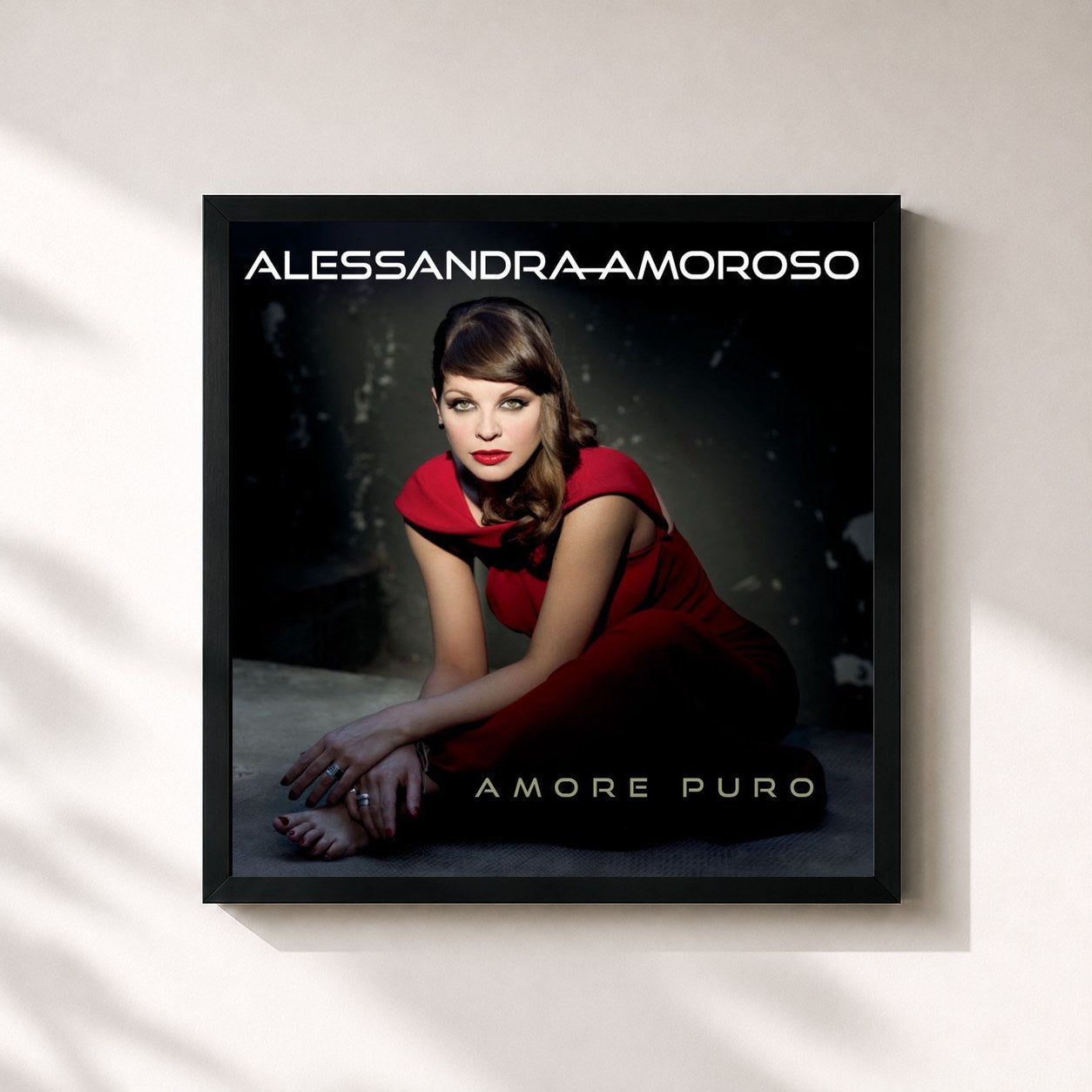#noir Tableau carré de l'album Amore Puro de Alessandra Amoroso, cadre noir 32x32 cm