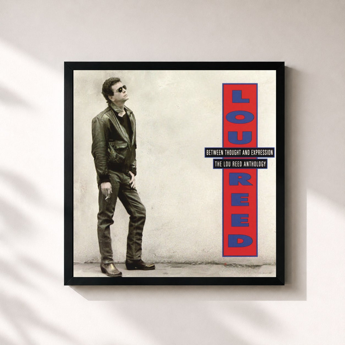 #noir Tableau carré de l'album Between Thought And Expression de Lou Reed, cadre noir 32x32 cm