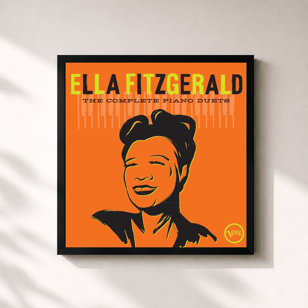 #noir Tableau carré de l'album The Complete Piano Duets de Ella Fitzgerald, cadre noir 32x32 cm
