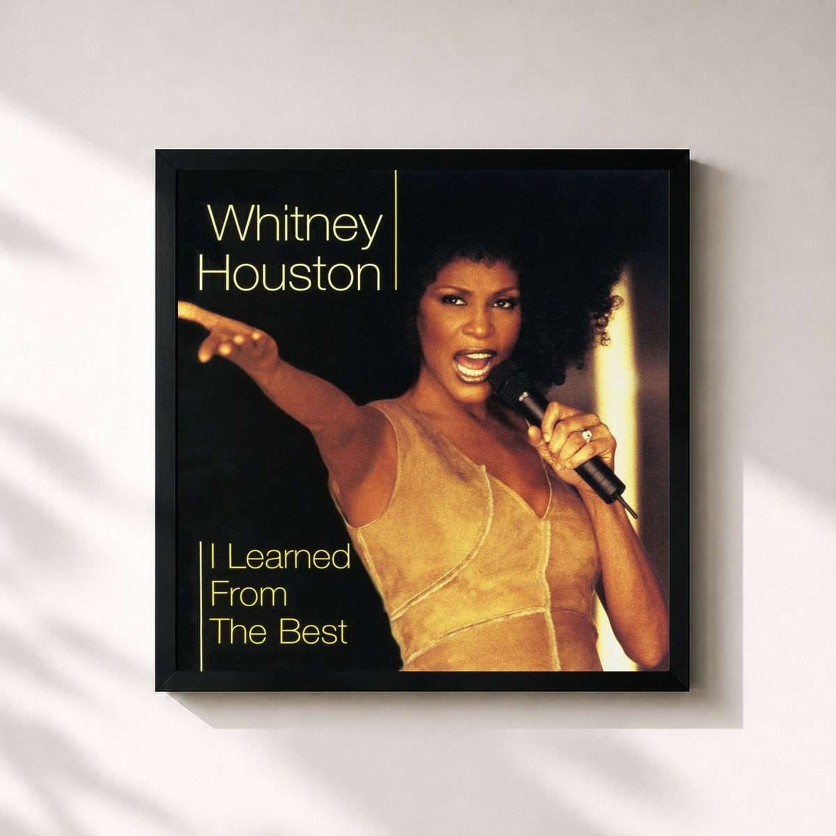 #noir Tableau carré de l'album Dance Vault Remixes - I Learned from the Best de Whitney Houston, cadre noir 32x32 cm