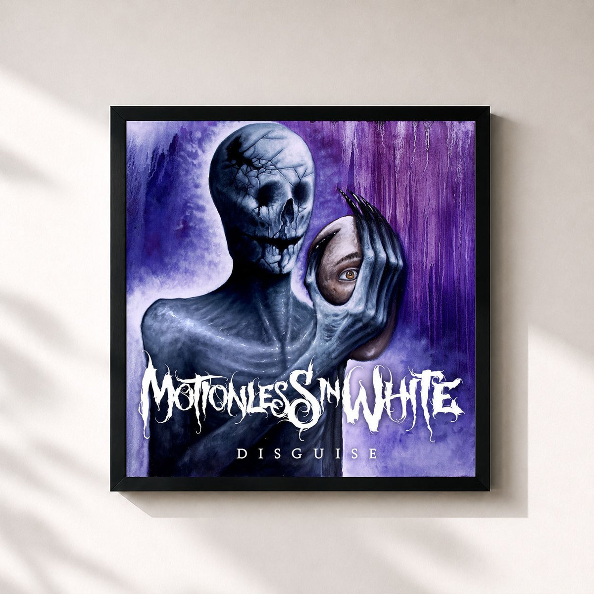 #noir Tableau carré de l'album Disguise de Motionless In White, cadre noir 32x32 cm