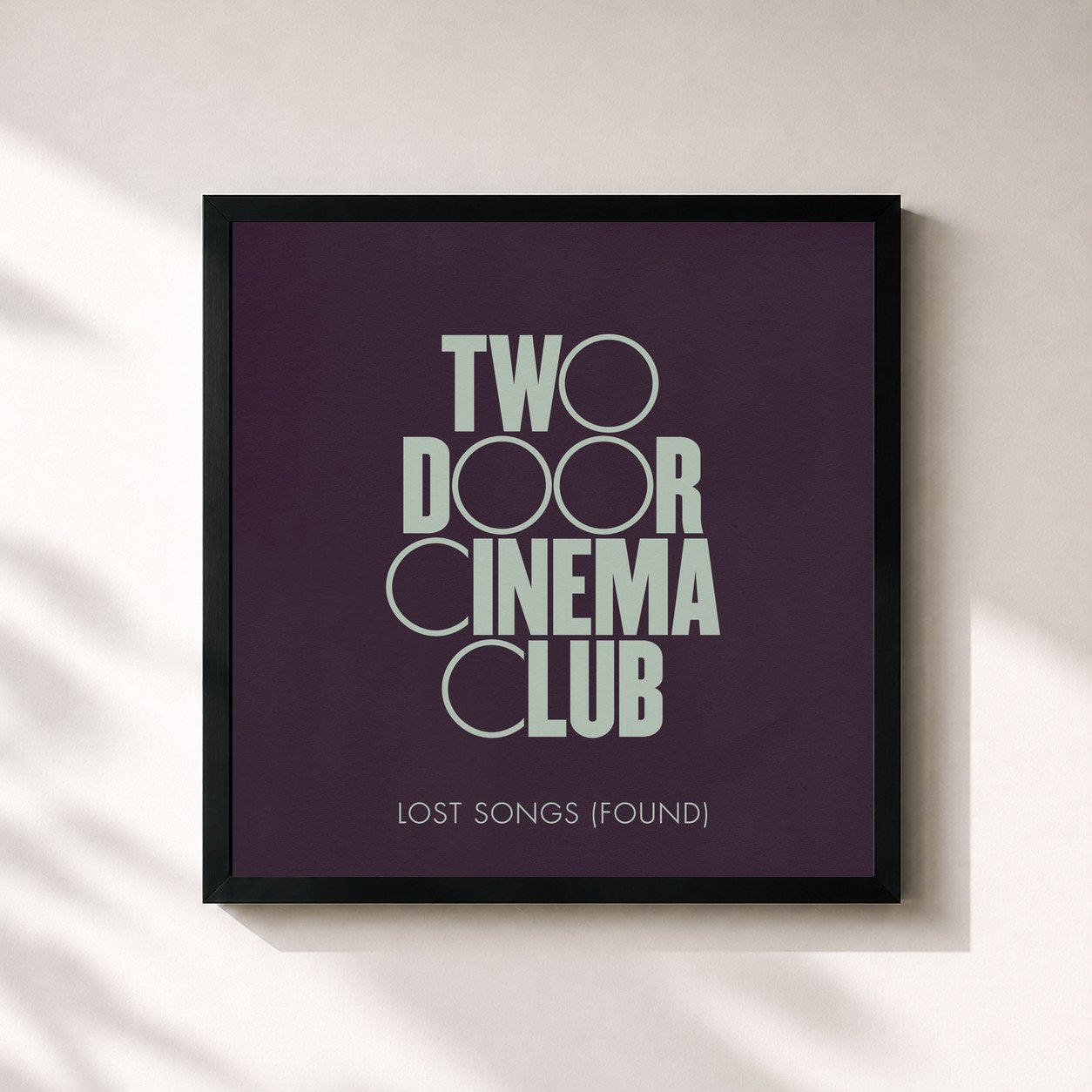 #noir Tableau carré de l'album Lost Songs (Found) de Two Door Cinema Club, cadre noir 32x32 cm
