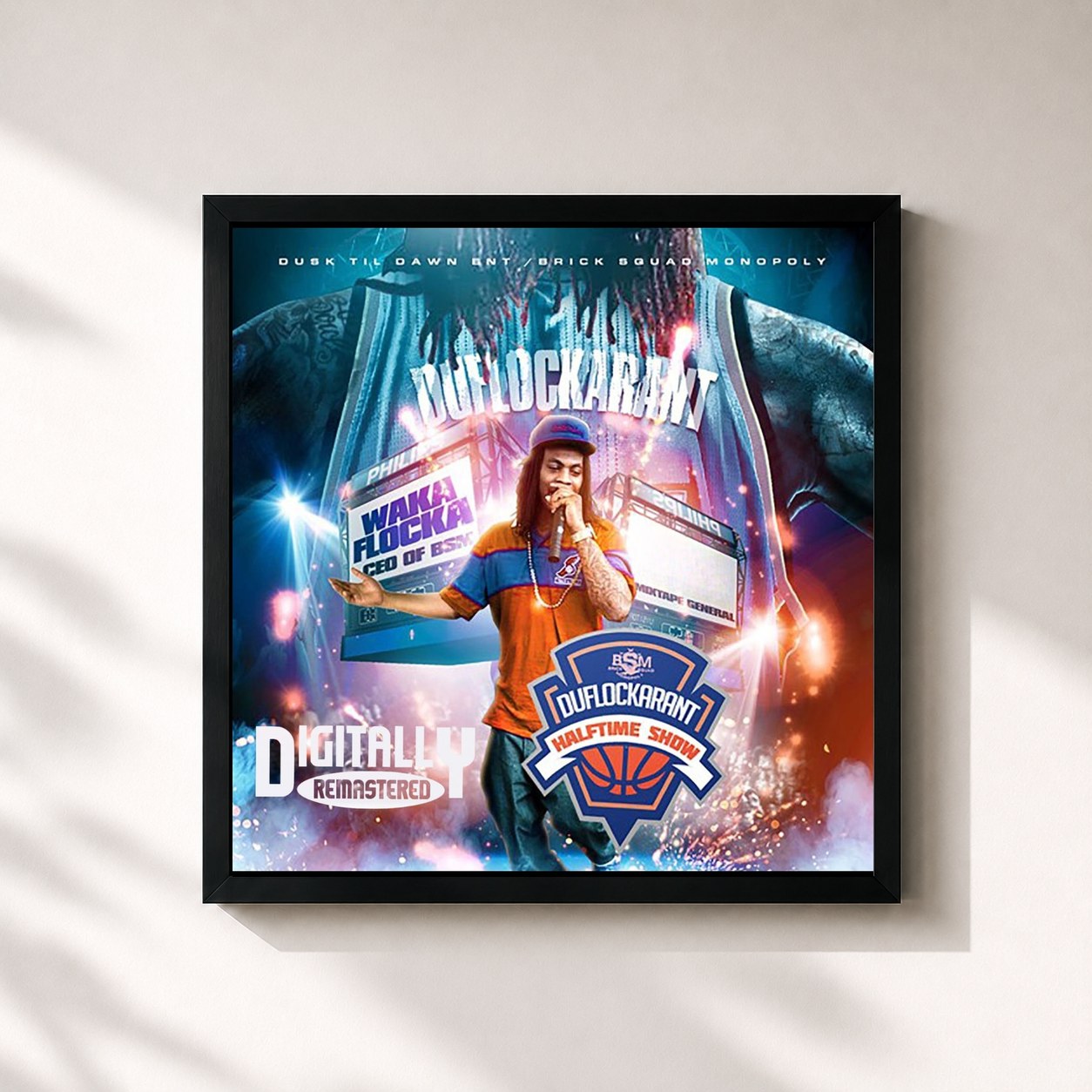 #noir Tableau carré de l'album DuFlocka Rant: Halftime Show de Waka Flocka Flame, cadre noir 32x32 cm