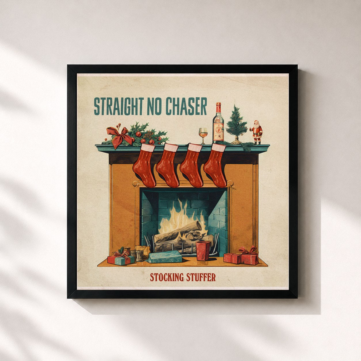#noir Tableau carré de l'album Stocking Stuffer de Straight No Chaser, cadre noir 32x32 cm