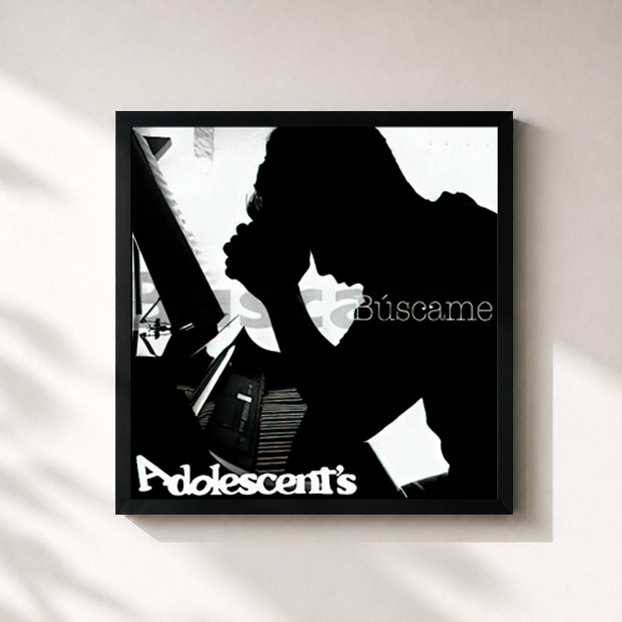 #noir Tableau carré de l'album Búscame de Adolescent's Orquesta, cadre noir 32x32 cm