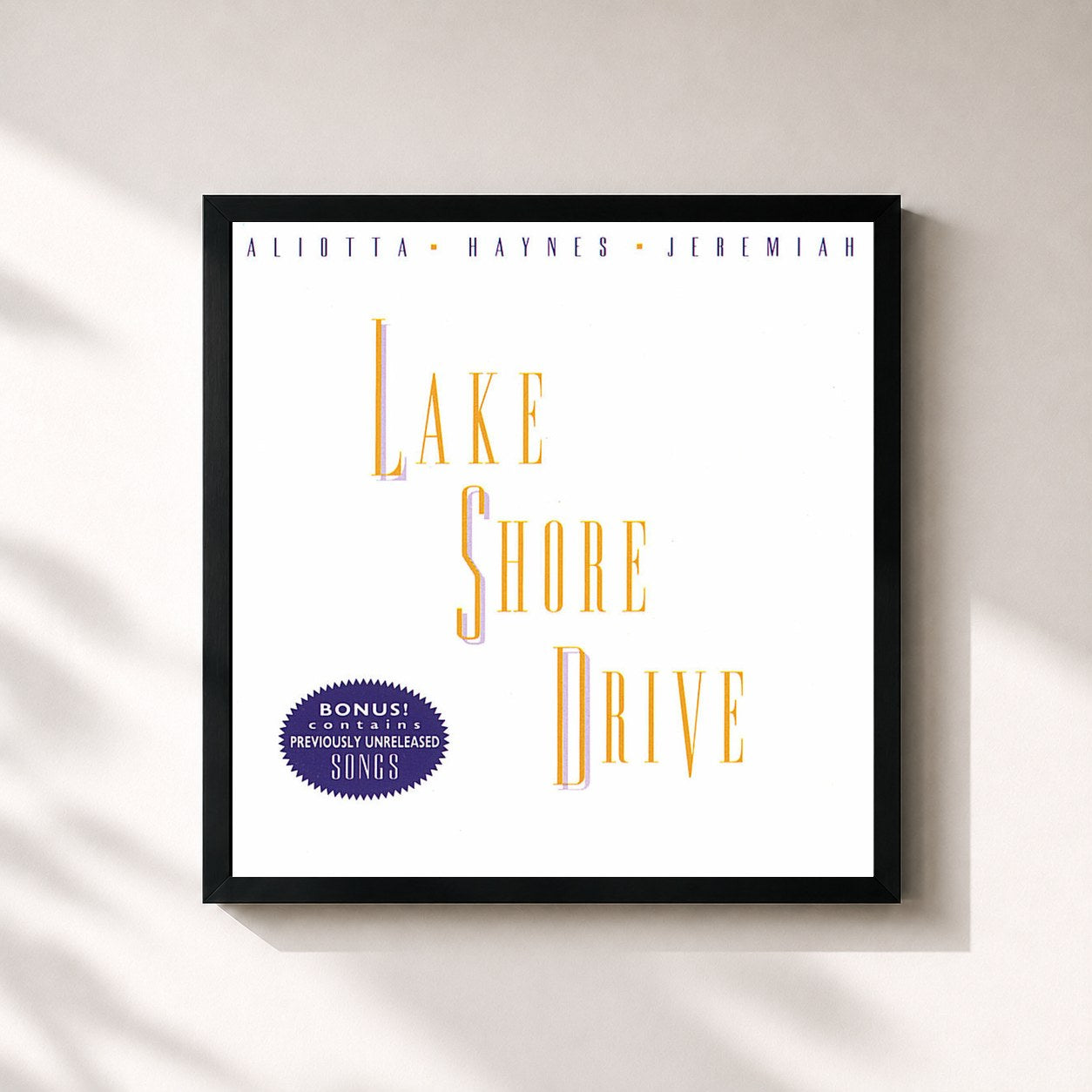 #noir Tableau carré de l'album Lake Shore Drive de Aliotta haynes Jeremiah, cadre noir 32x32 cm