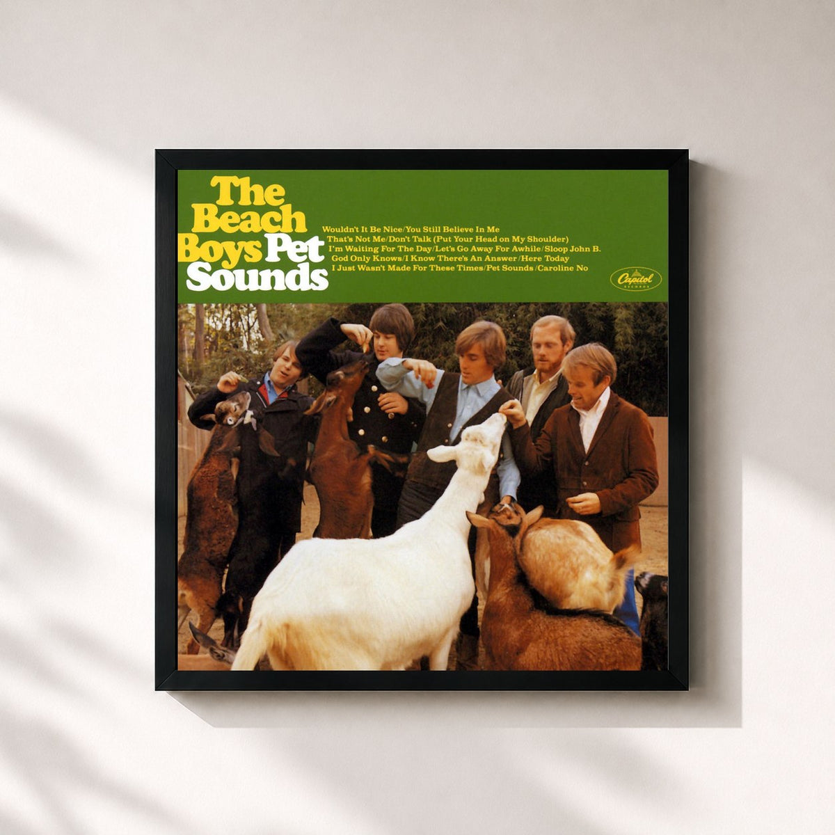 #noir Pet Sounds (Original Mono & Stereo Mix) di The Beach Boys in stampa quadrata incorniciata, cornice nera 32x32 cm