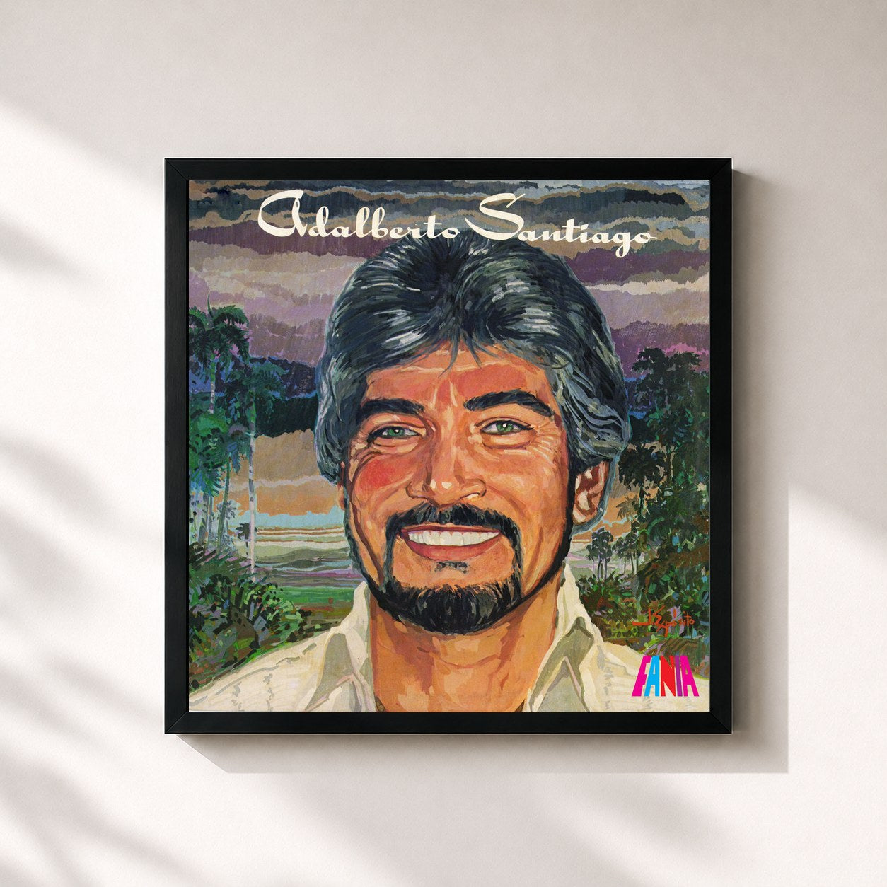 #noir Tableau carré de l'album Adalberto Santiago de Adalberto Santiago, cadre noir 32x32 cm