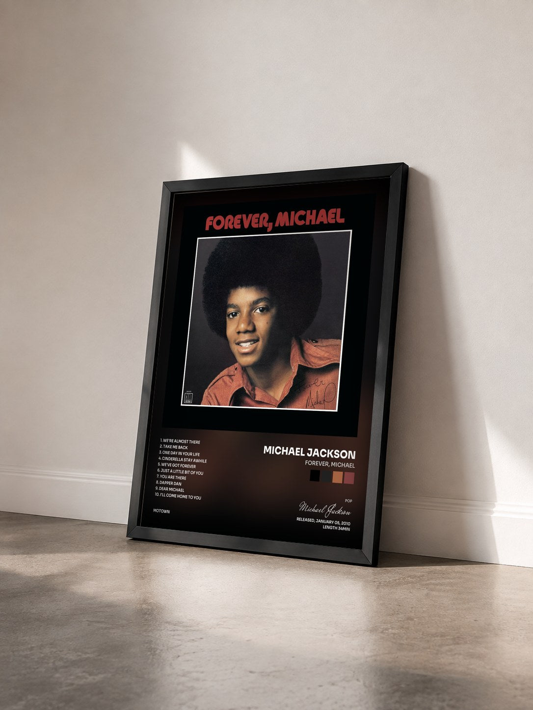#noir Tableau de l'album Forever, Michael de Michael Jackson vu de trois quarts, cadre noir