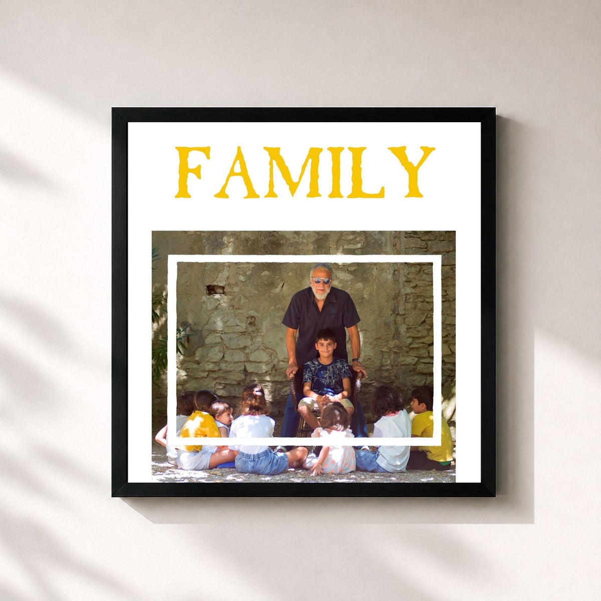 #noir Tableau carré de l'album Family de Yusuf / Cat Stevens, cadre noir 32x32 cm