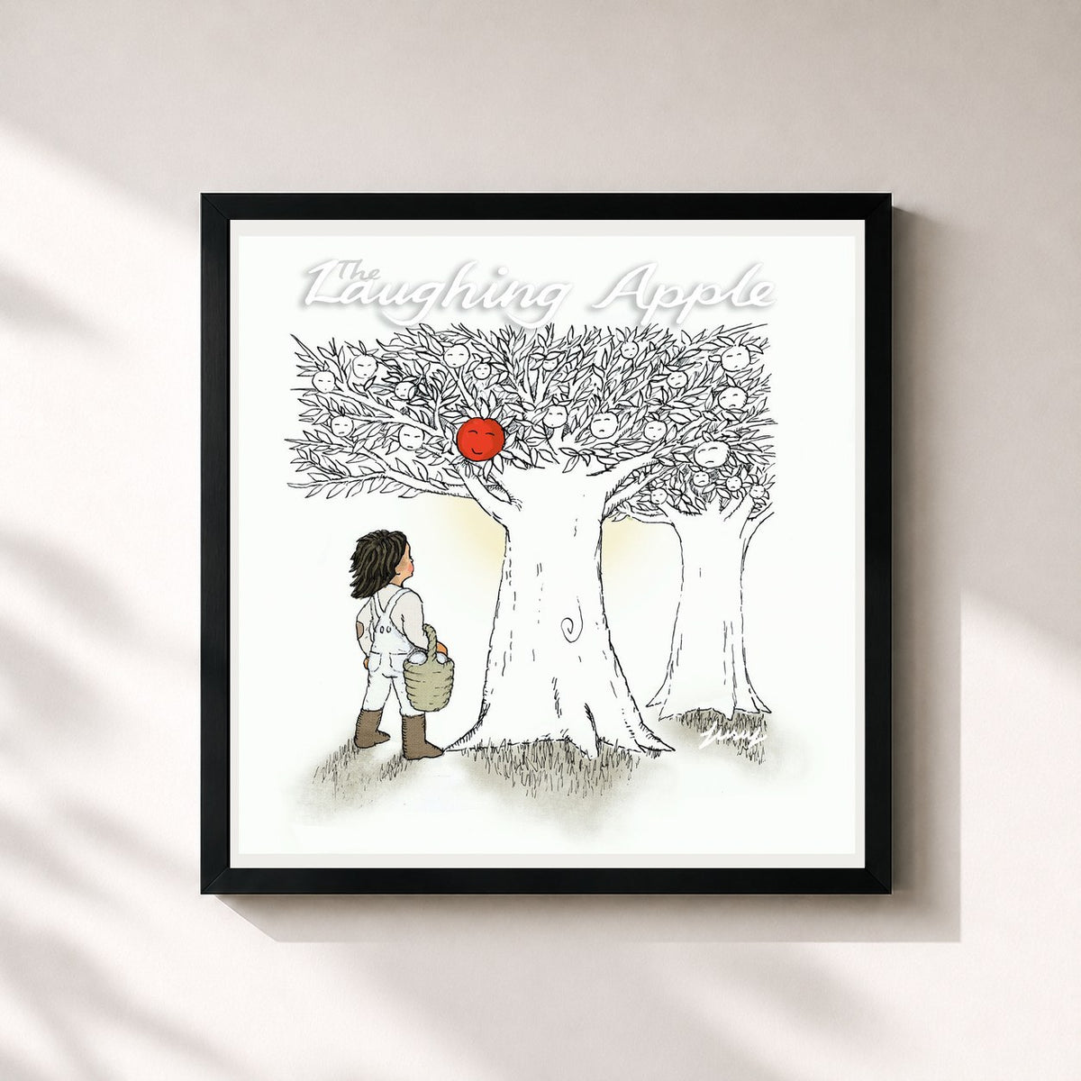 #noir Tableau carré de l'album The Laughing Apple de Yusuf / Cat Stevens, cadre noir 32x32 cm