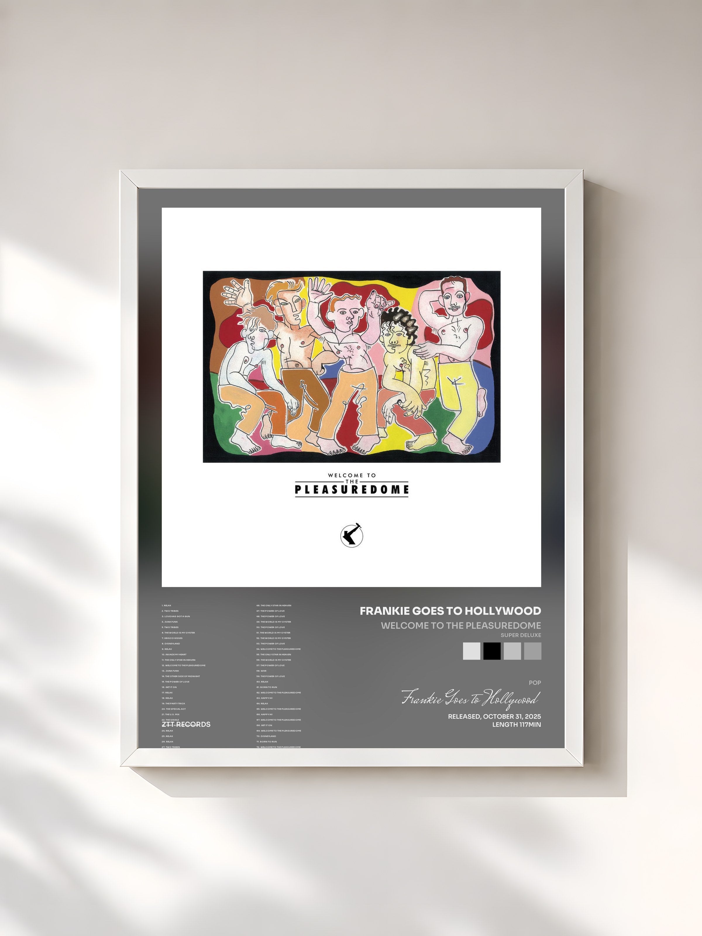 #blanc Tableau de l'album Welcome To The Pleasuredome (Super Deluxe) de Frankie Goes to Hollywood, cadre blanc, imprimé et encadré en France