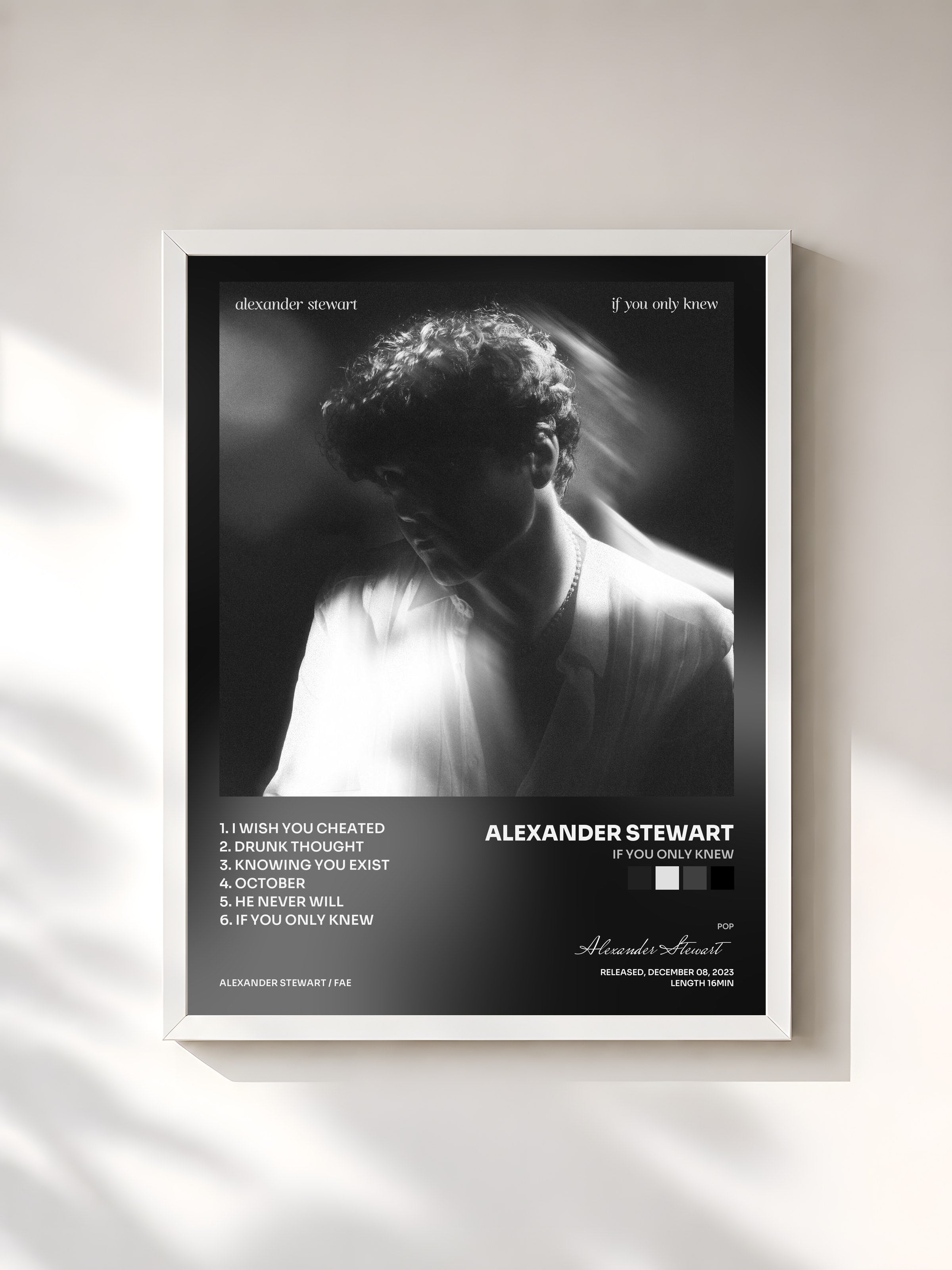 #blanc Tableau de l'album if you only knew de Alexander Stewart, cadre blanc, imprimé et encadré en France