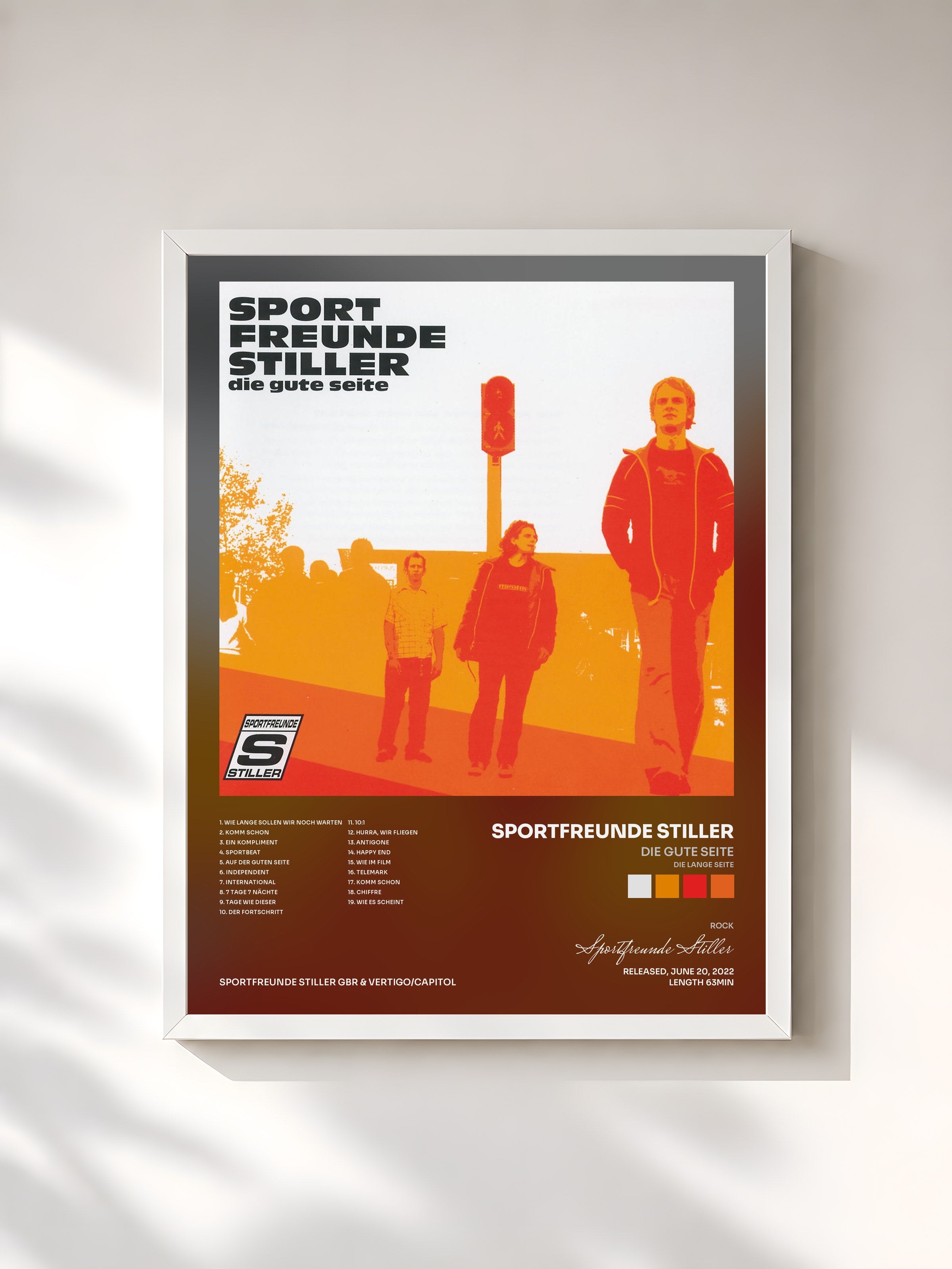 #blanc Tableau de l'album Die gute Seite (Die lange Seite) de Sportfreunde Stiller, cadre blanc, imprimé et encadré en France