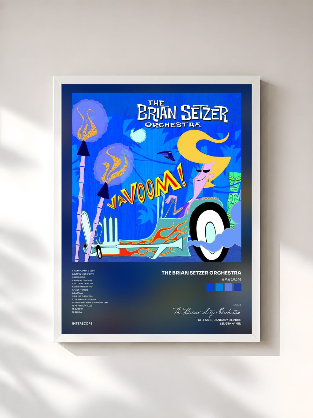 #blanc Vavoom von The Brian Setzer Orchestra als gerahmter Kunstdruck, weißer Rahmen, gedruckt und gerahmt in Frankreich