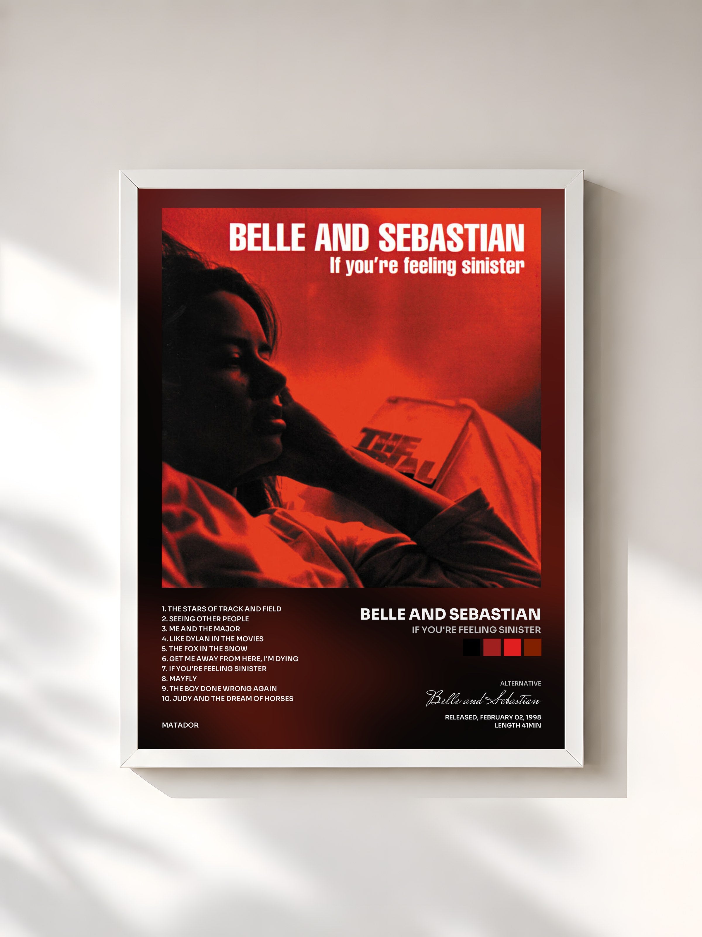 #blanc Tableau de l'album If You're Feeling Sinister de Belle and Sebastian, cadre blanc, imprimé et encadré en France