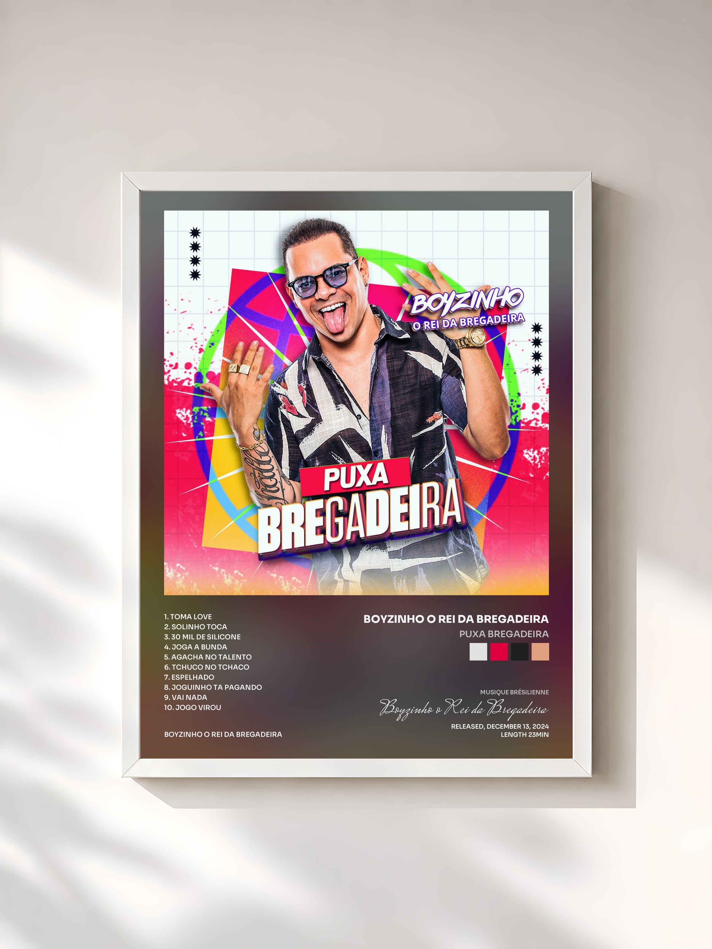 #blanc Tableau de l'album Puxa Bregadeira de Boyzinho o Rei da Bregadeira, cadre blanc, imprimé et encadré en France