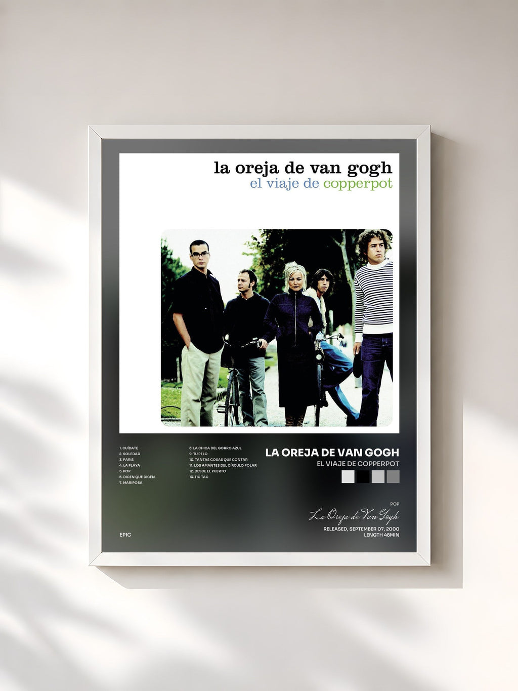#blanc Tableau de l'album El Viaje de Copperpot de La Oreja de Van Gogh, cadre blanc, imprimé et encadré en France