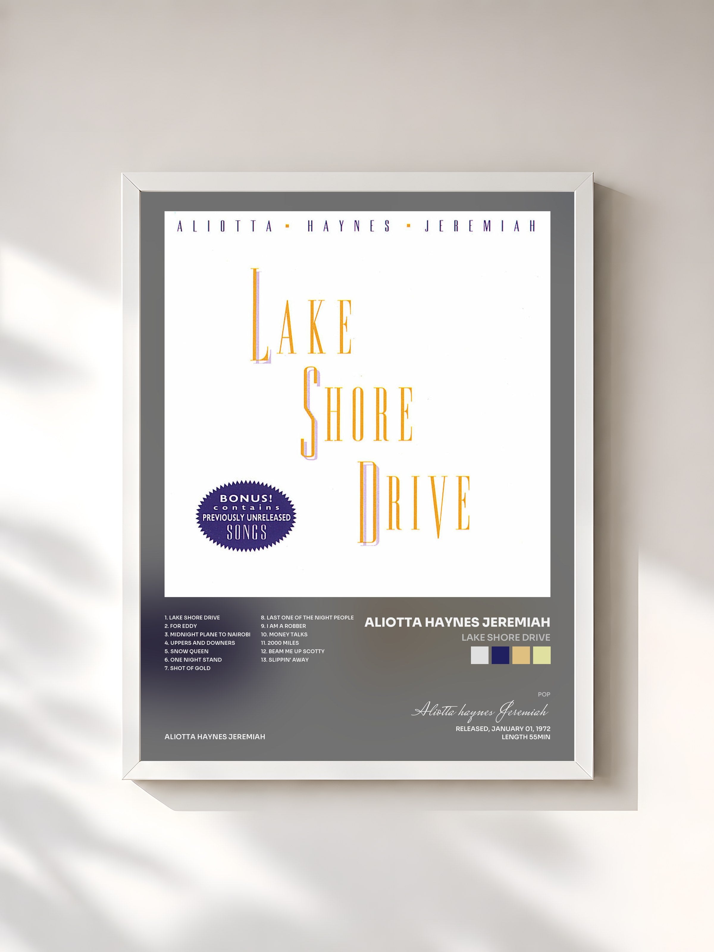 #blanc Tableau de l'album Lake Shore Drive de Aliotta haynes Jeremiah, cadre blanc, imprimé et encadré en France