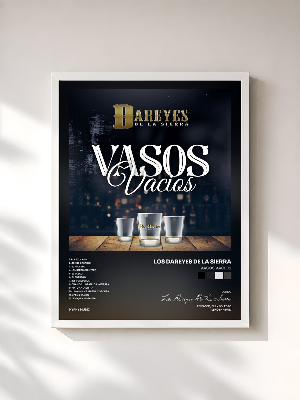 #blanc Tableau de l'album Vasos Vacios de Los Dareyes De La Sierra, cadre blanc, imprimé et encadré en France