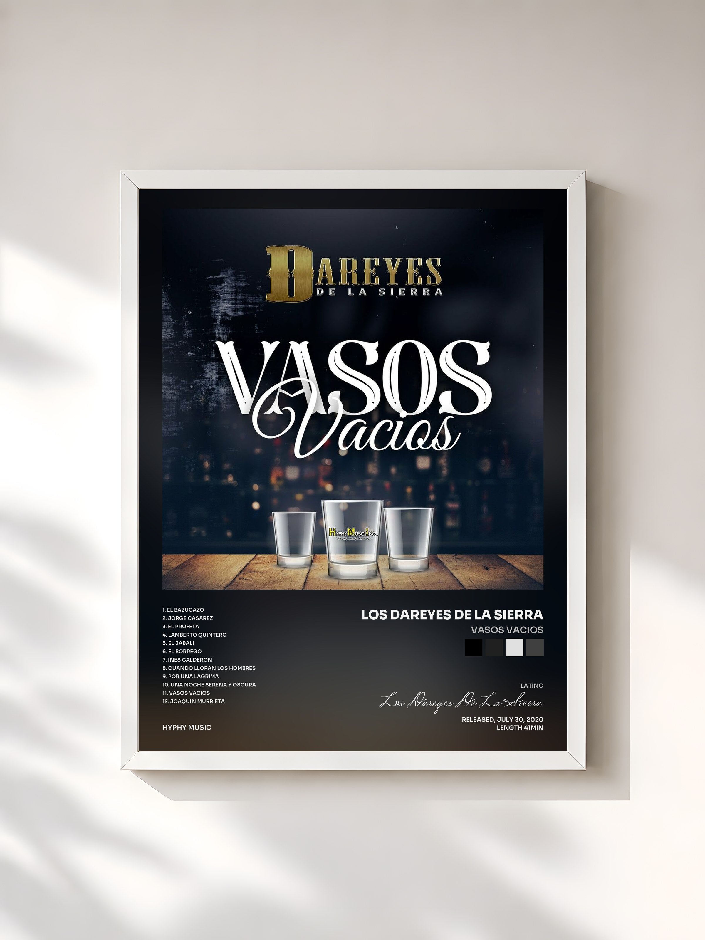 #blanc Tableau de l'album Vasos Vacios de Los Dareyes De La Sierra, cadre blanc, imprimé et encadré en France