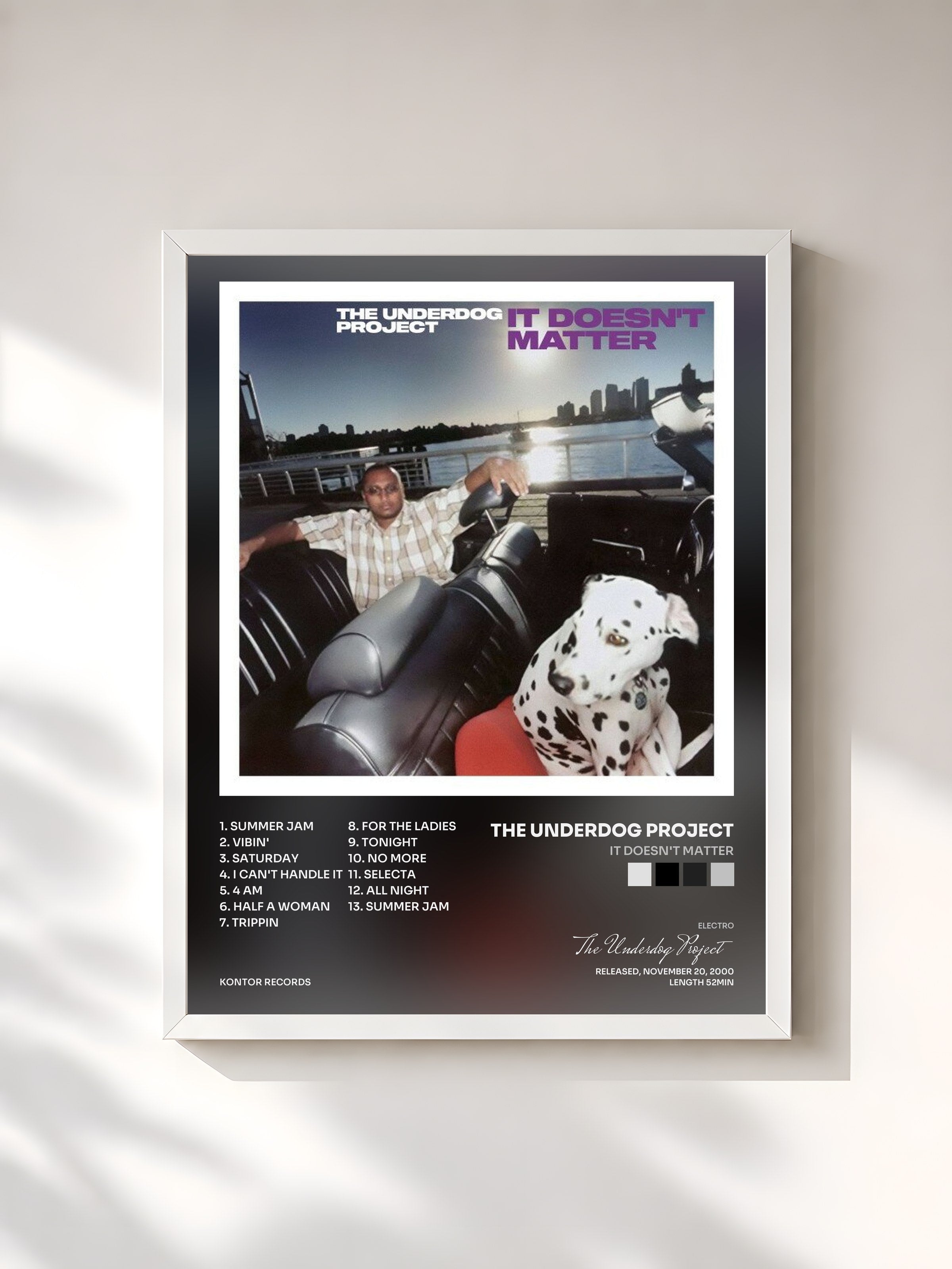 #blanc Tableau de l'album It Doesn't Matter de The Underdog Project, cadre blanc, imprimé et encadré en France