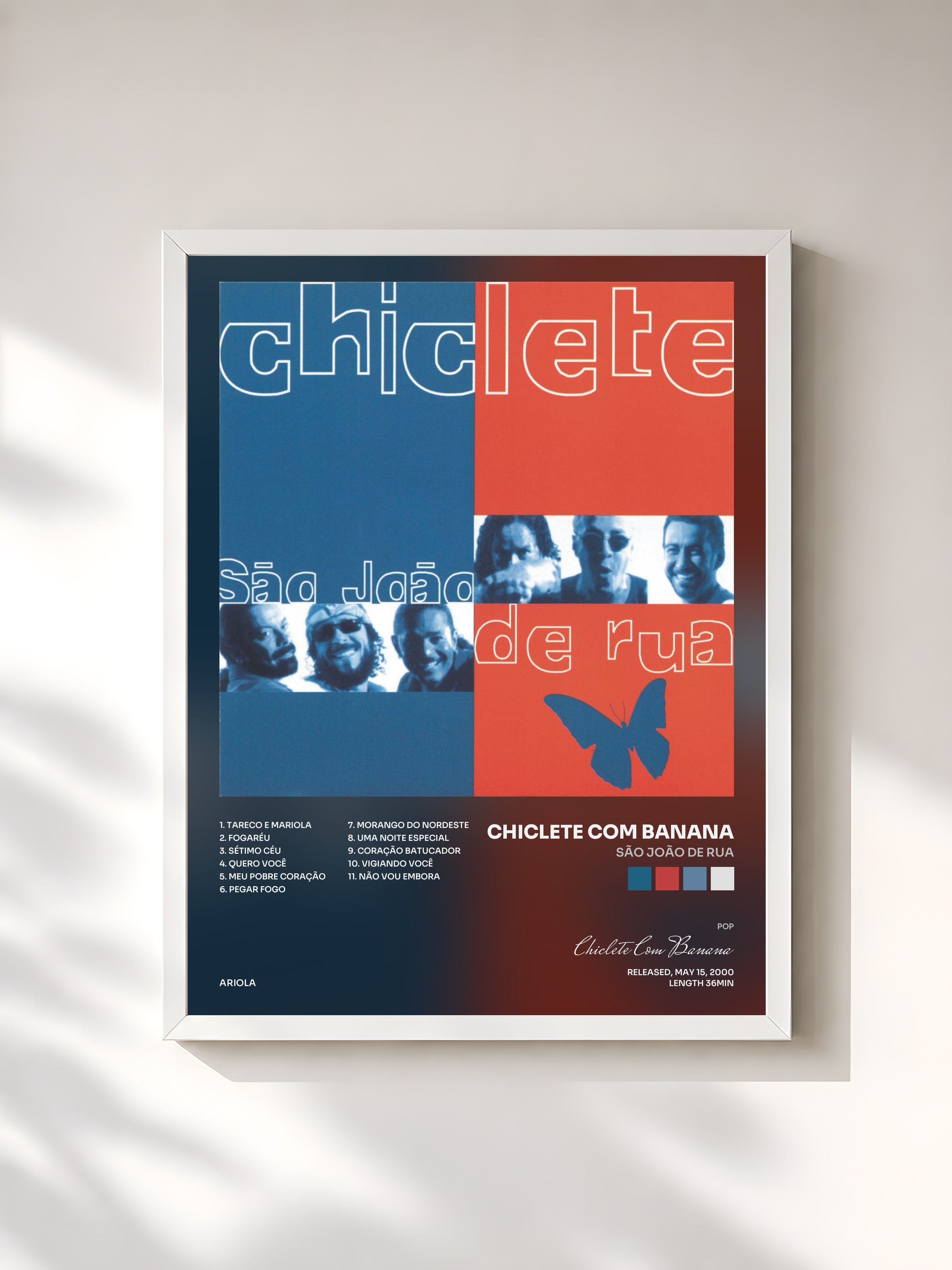 #blanc Tableau de l'album São João De Rua de Chiclete Com Banana, cadre blanc, imprimé et encadré en France