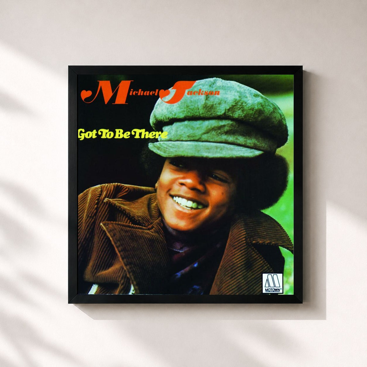 #noir Tableau carré de l'album Got To Be There de Michael Jackson, cadre noir 32x32 cm