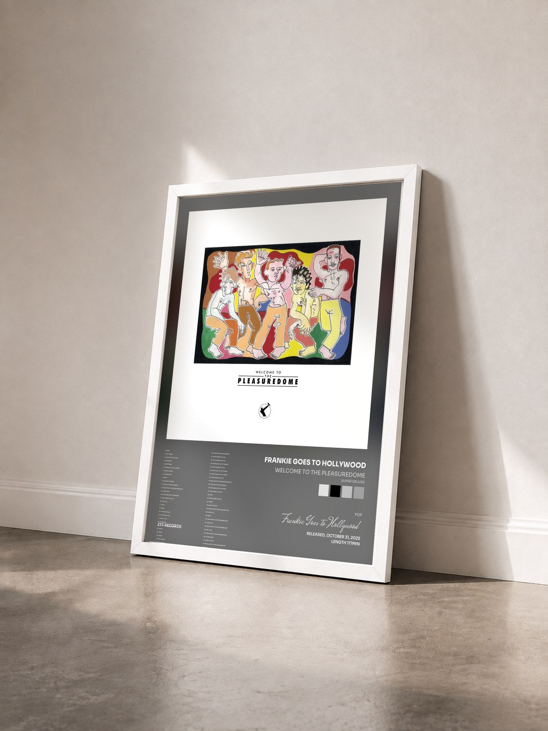 #blanc Tableau de l'album Welcome To The Pleasuredome (Super Deluxe) de Frankie Goes to Hollywood vu de trois quarts, cadre blanc