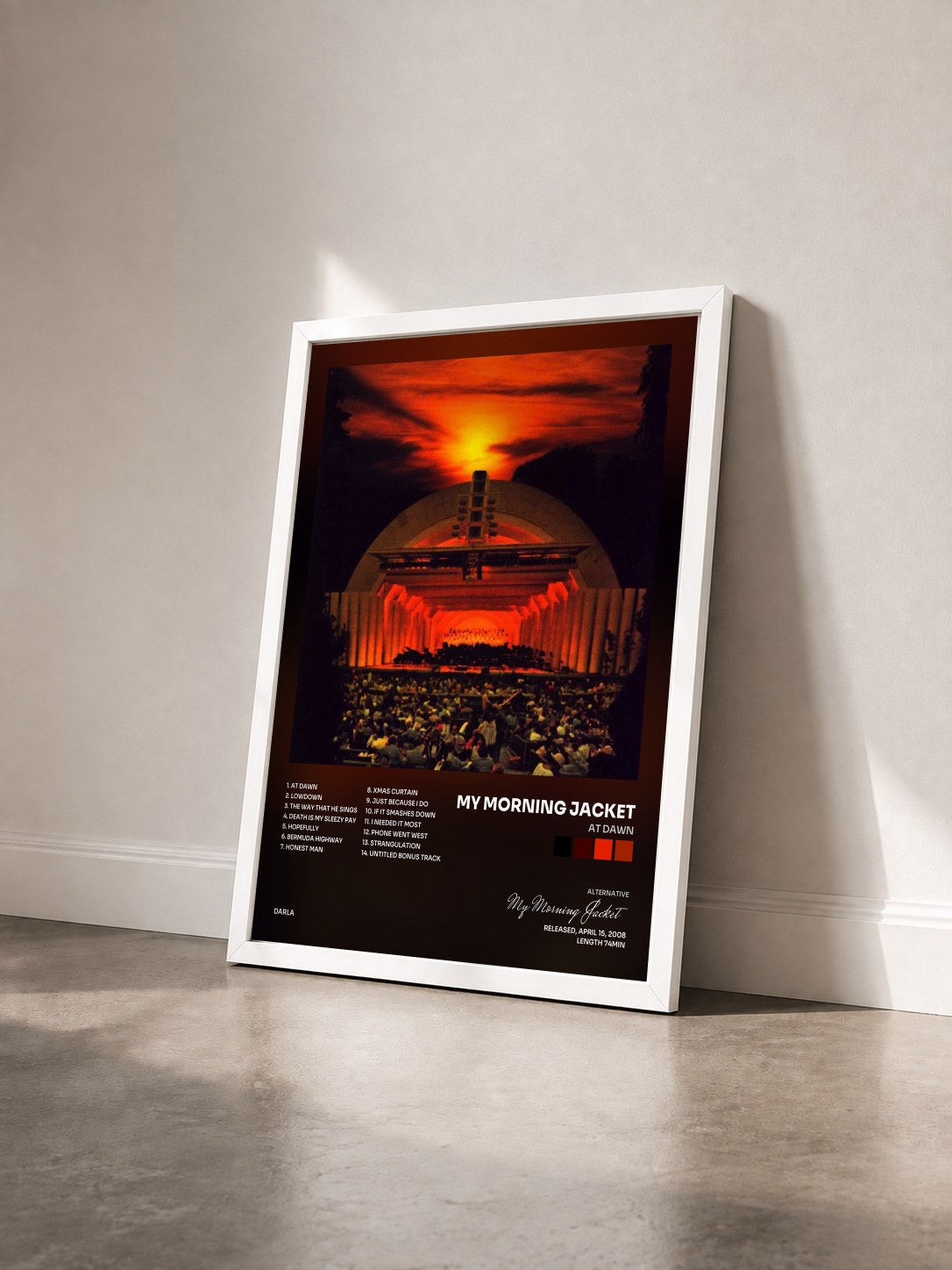 #blanc Tableau de l'album At Dawn de My Morning Jacket vu de trois quarts, cadre blanc
