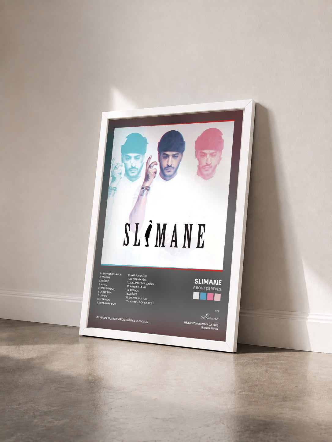 #blanc À bout by rêves de Slimane as a framed art print seen at an angle, white frame