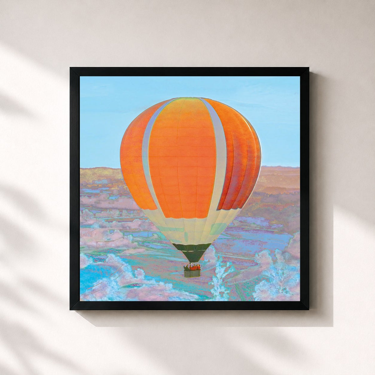 #noir En montgolfière by MPL as a square framed art print, black 32x32 cm frame