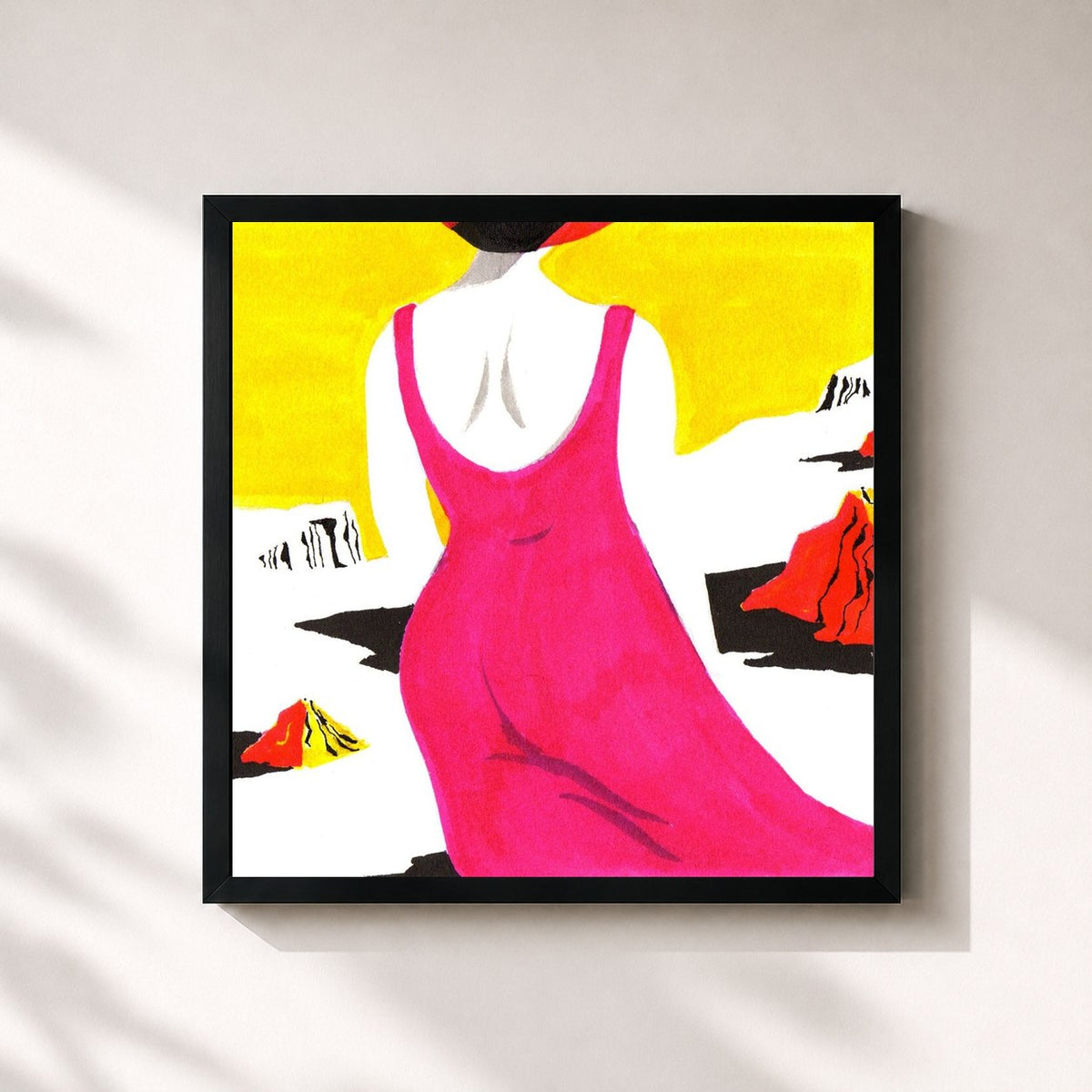 #noir Tableau carré de l'album Ma pauvre Lucette de MPL, cadre noir 32x32 cm