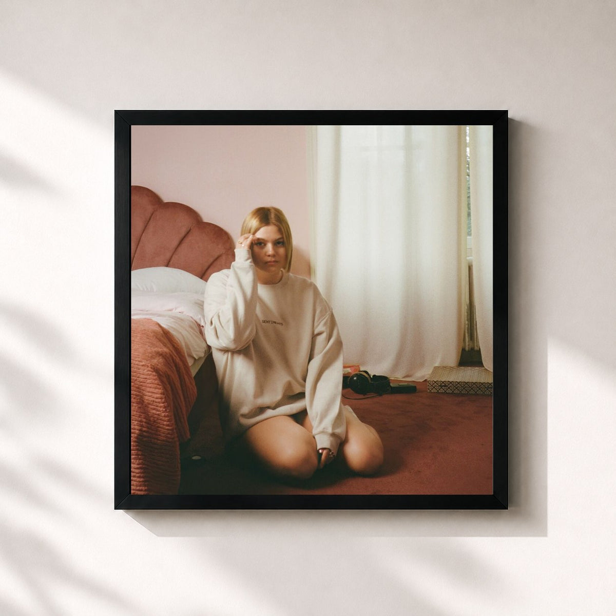 #noir Tableau carré de l'album Sentiments de Louane, cadre noir 32x32 cm
