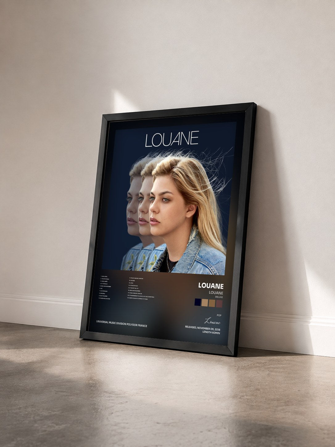 #noir Tableau de l'album Louane (Deluxe) de Louane vu de trois quarts, cadre noir