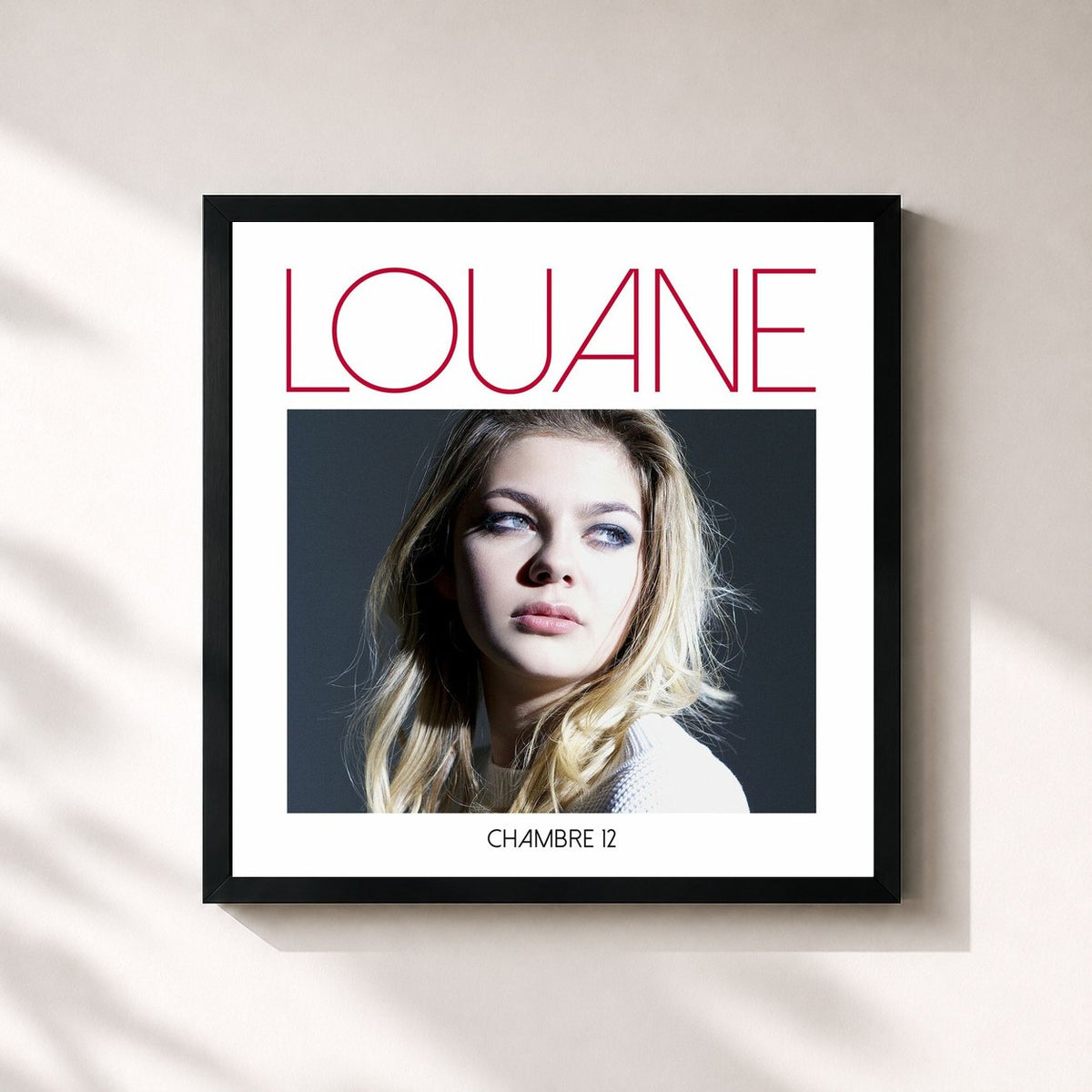 #noir Tableau carré de l'album Chambre 12 de Louane, cadre noir 32x32 cm