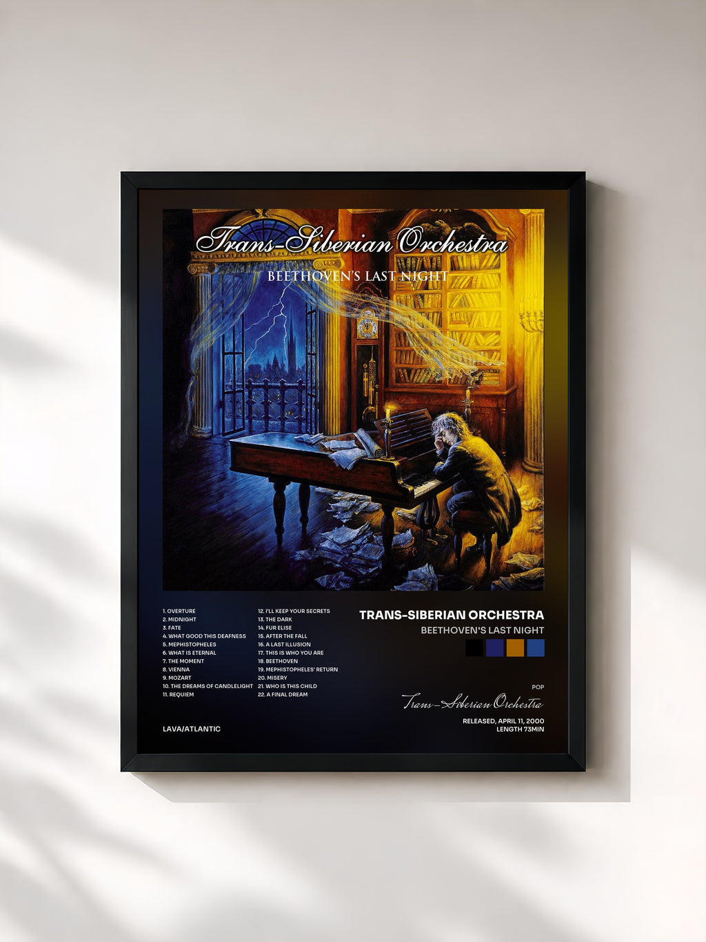 #noir Tableau de l'album Beethoven's Last Night de Trans-Siberian Orchestra, cadre noir, imprimé et encadré en France
