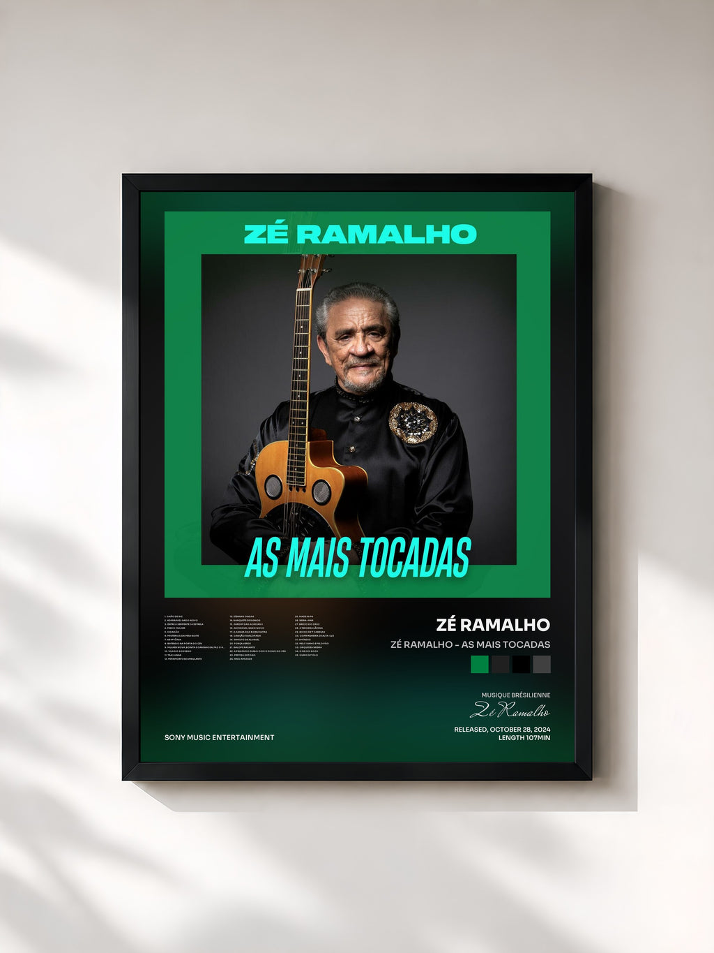 #noir Tableau de l'album Zé Ramalho - As Mais Tocadas de Zé Ramalho, cadre noir, imprimé et encadré en France