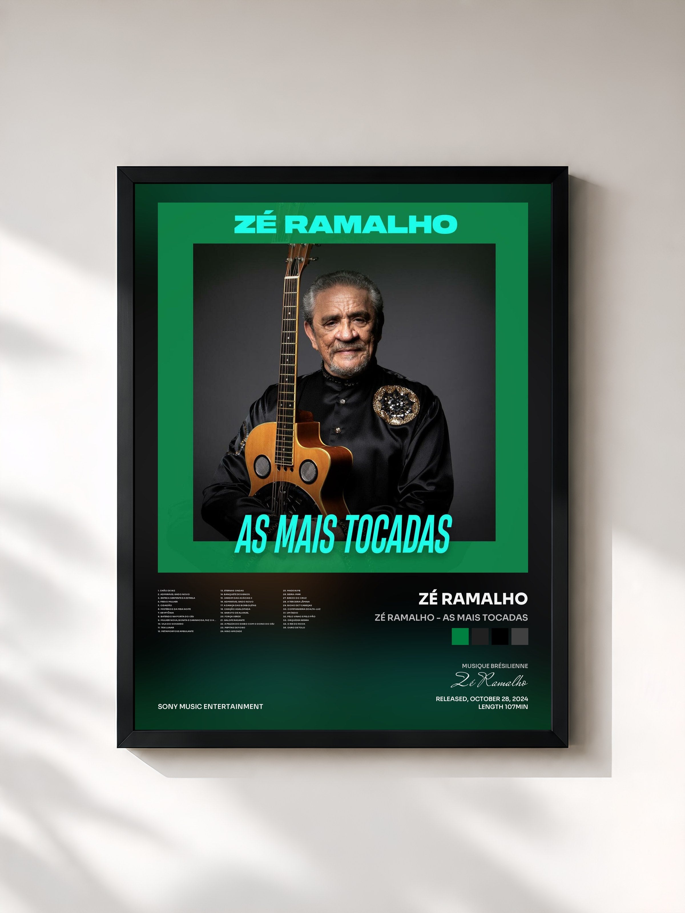 #noir Tableau de l'album Zé Ramalho - As Mais Tocadas de Zé Ramalho, cadre noir, imprimé et encadré en France