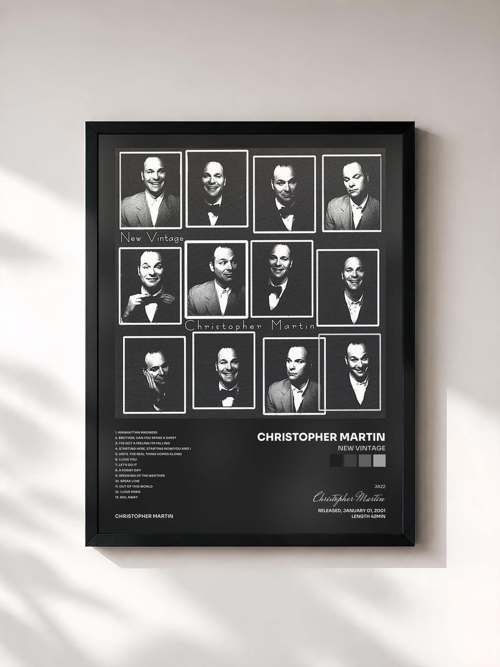 #noir Tableau de l'album New Vintage de Christopher Martin, cadre noir, imprimé et encadré en France