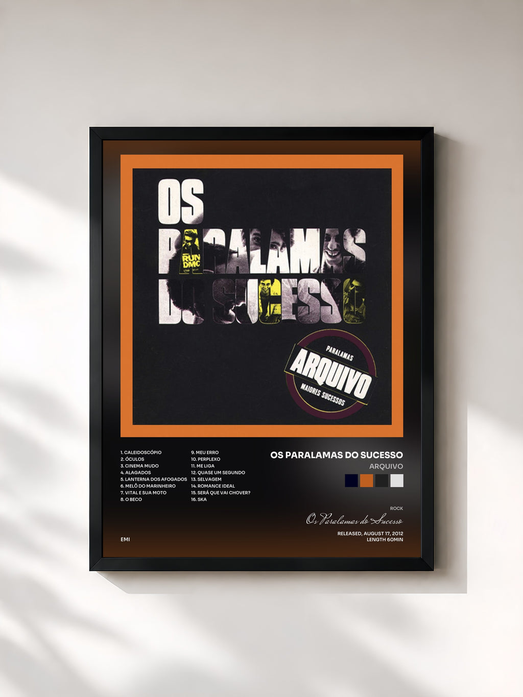 #noir Tableau de l'album Arquivo de Os Paralamas do Sucesso, cadre noir, imprimé et encadré en France