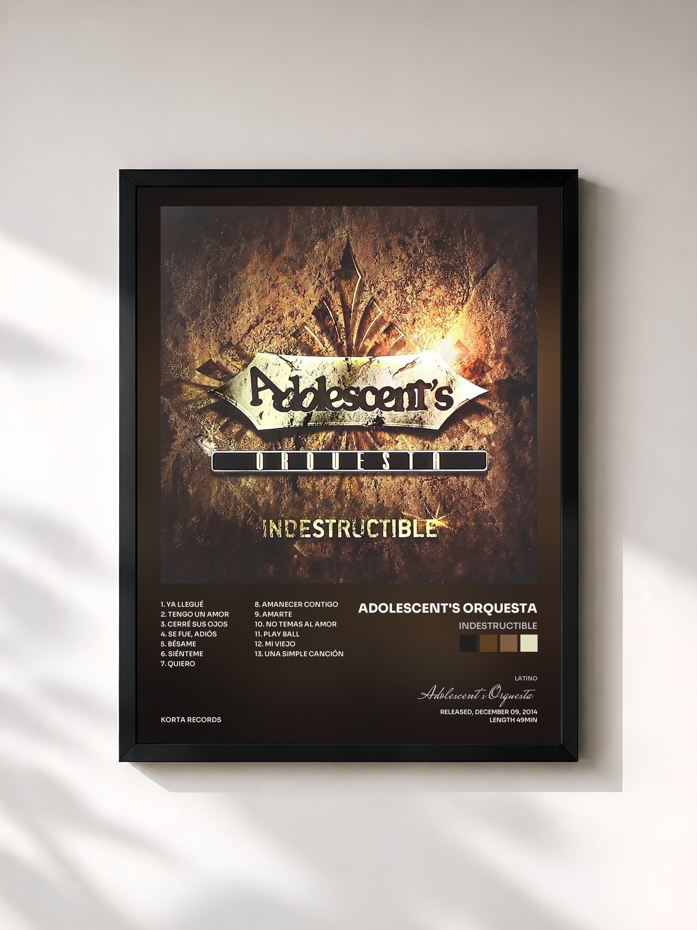 #noir Tableau de l'album Indestructible de Adolescent's Orquesta, cadre noir, imprimé et encadré en France
