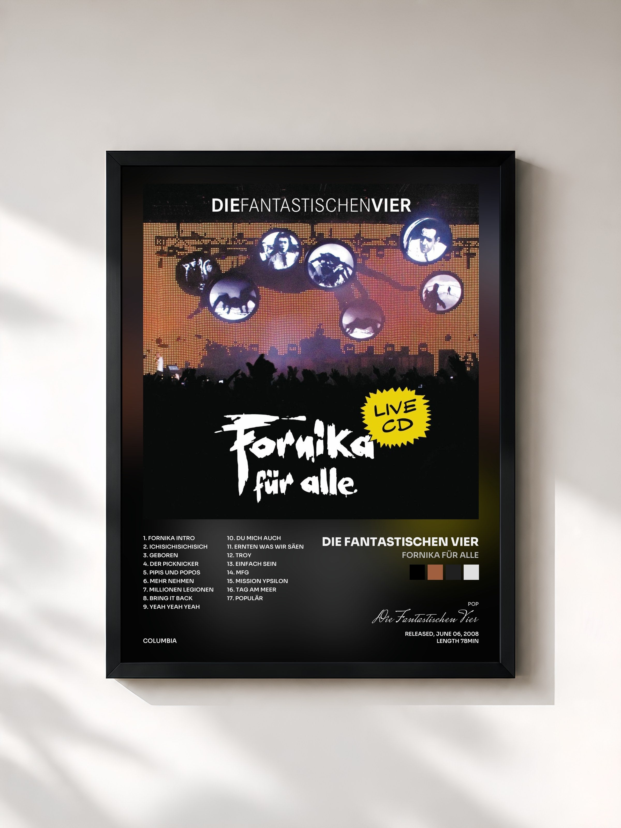 #noir Tableau de l'album Fornika für alle de Die Fantastischen Vier, cadre noir, imprimé et encadré en France