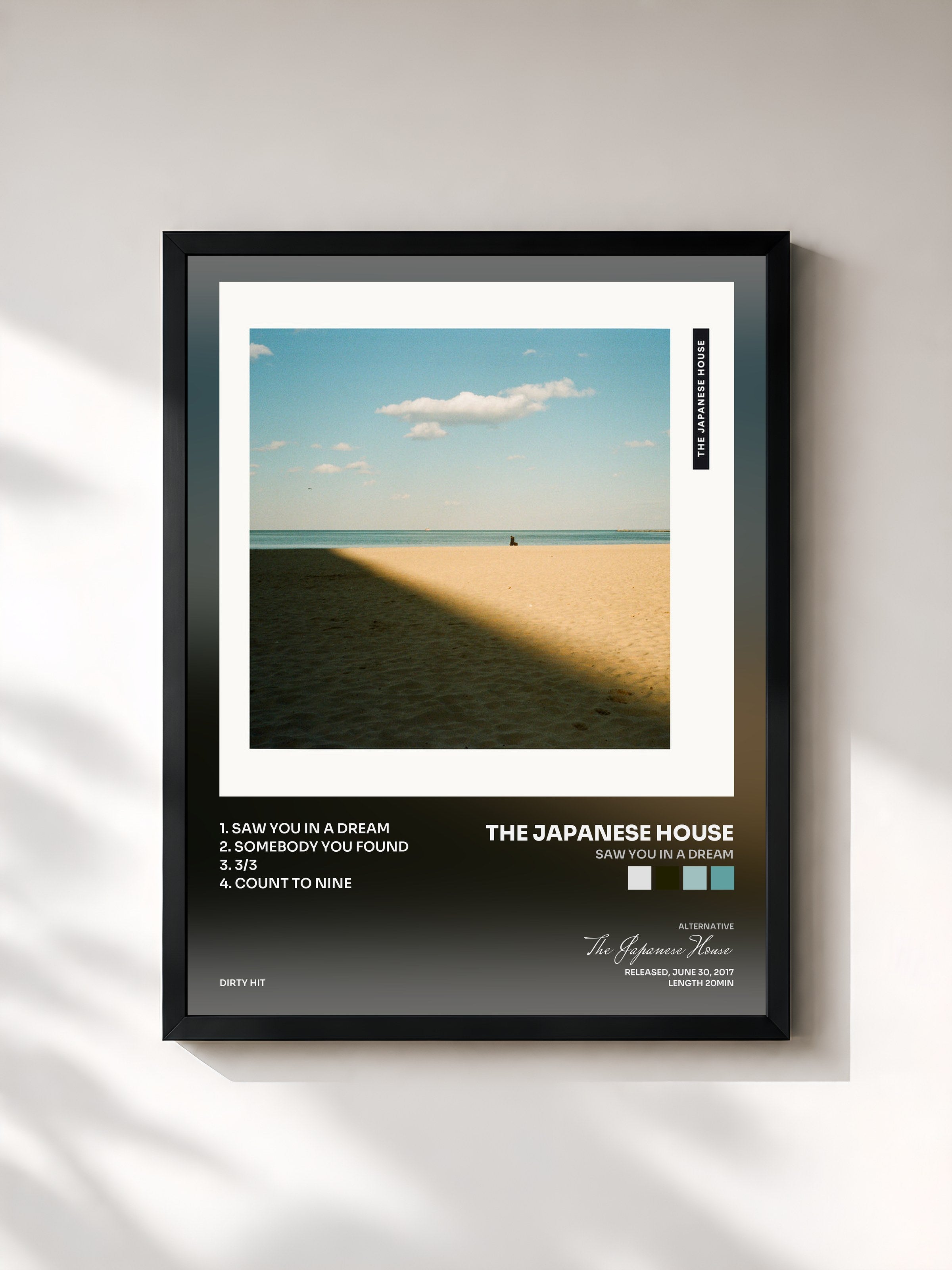 #noir Tableau de l'album Saw You in a Dream de The Japanese House, cadre noir, imprimé et encadré en France
