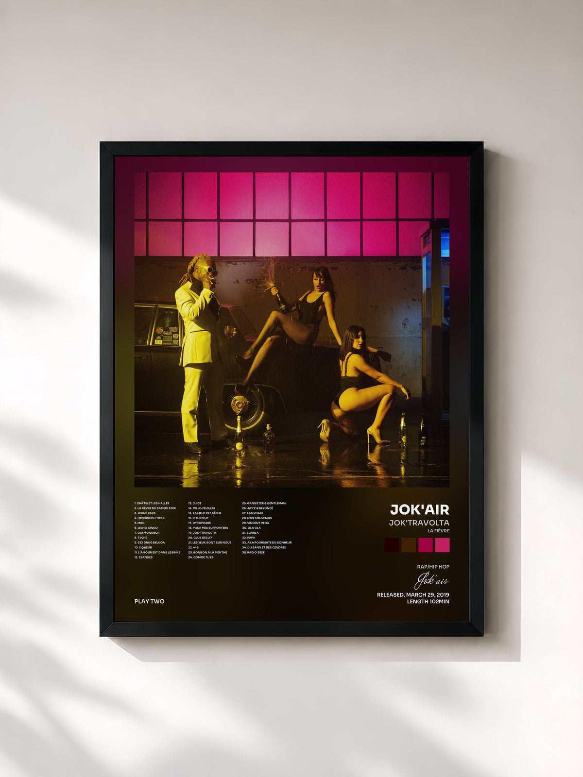 #noir Tableau de l'album Jok'travolta (La fièvre) de Jok'air, cadre noir, imprimé et encadré en France